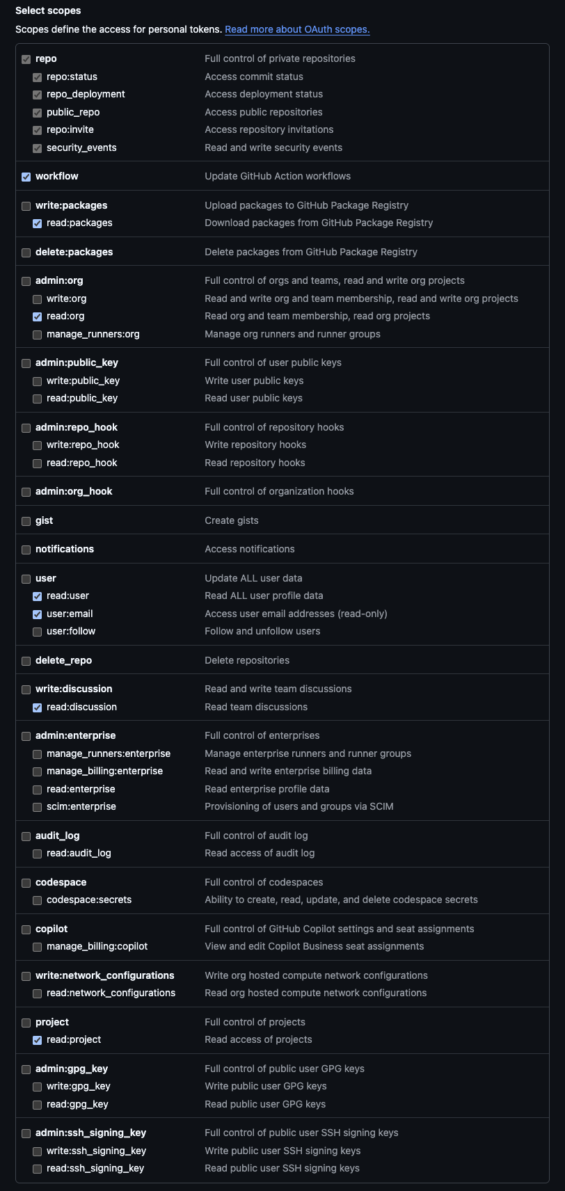 Github Scopes